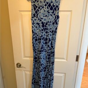 Blue and White Floral Maxi Dress